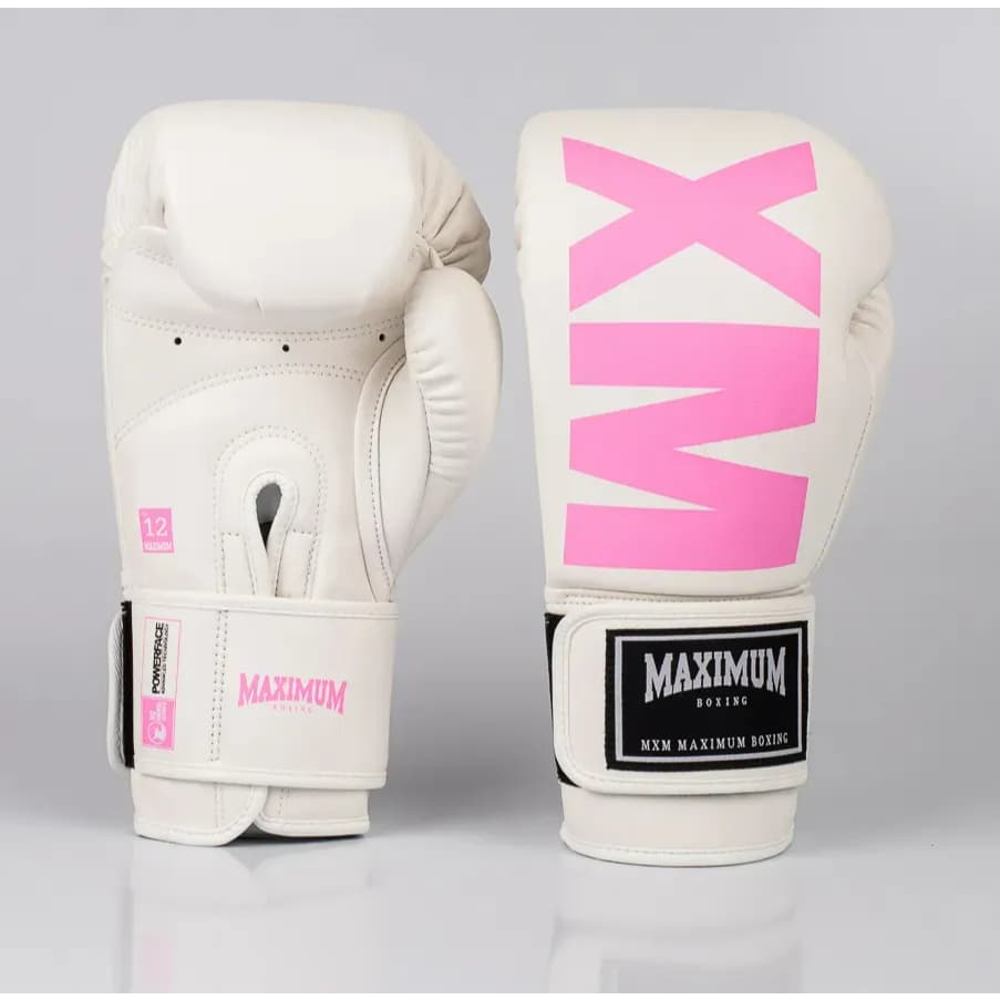Luva De Muay Thai E Boxe Mxm White/pink - Maximum Branca com Rosa