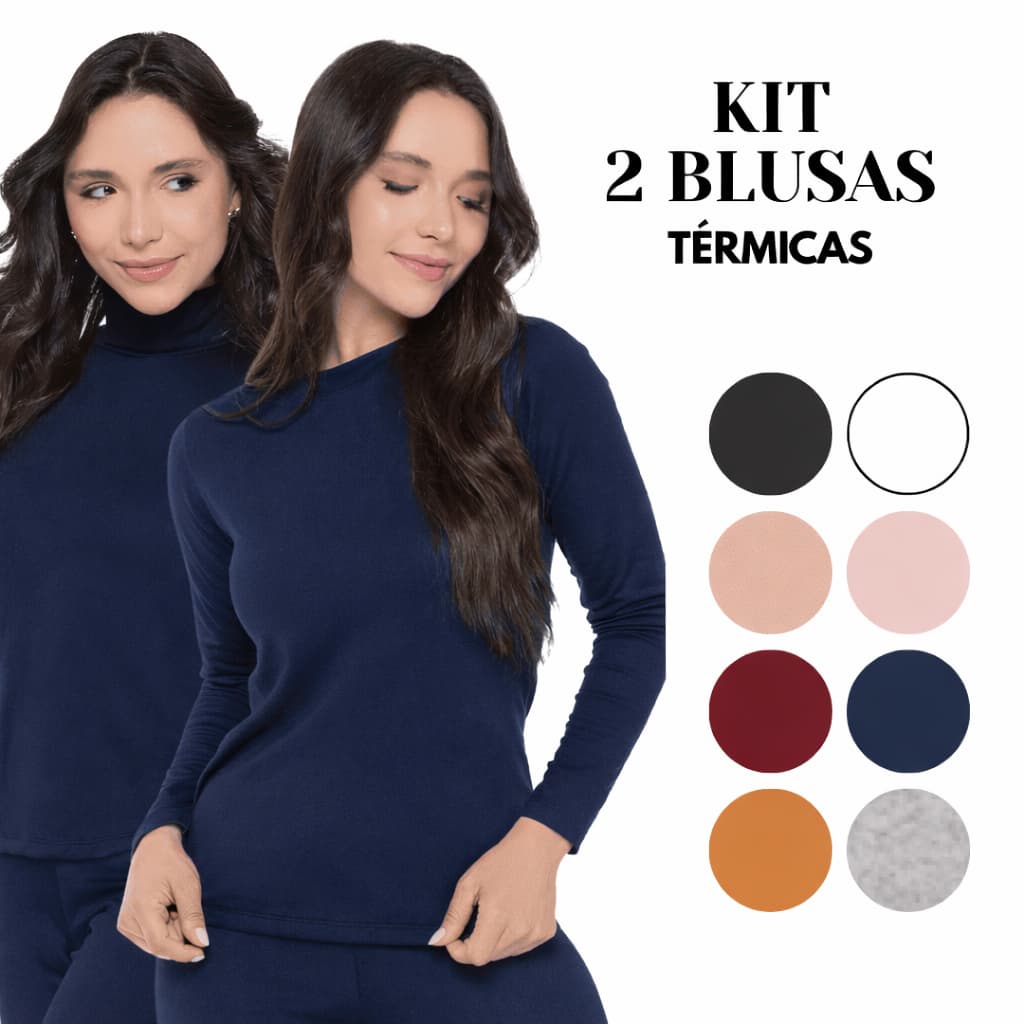 Kit 2 Blusas Térmicas Femininas Manga Longa Segunda Pele Inverno Conforto Diário e Ajuste Perfeito