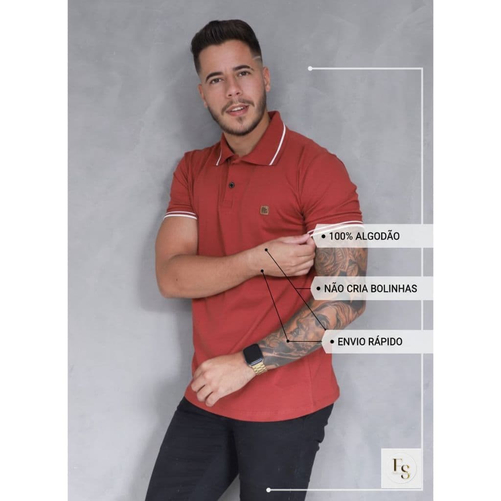 camiseta gola polo masculina 100% algodão confortável casual dia a dia