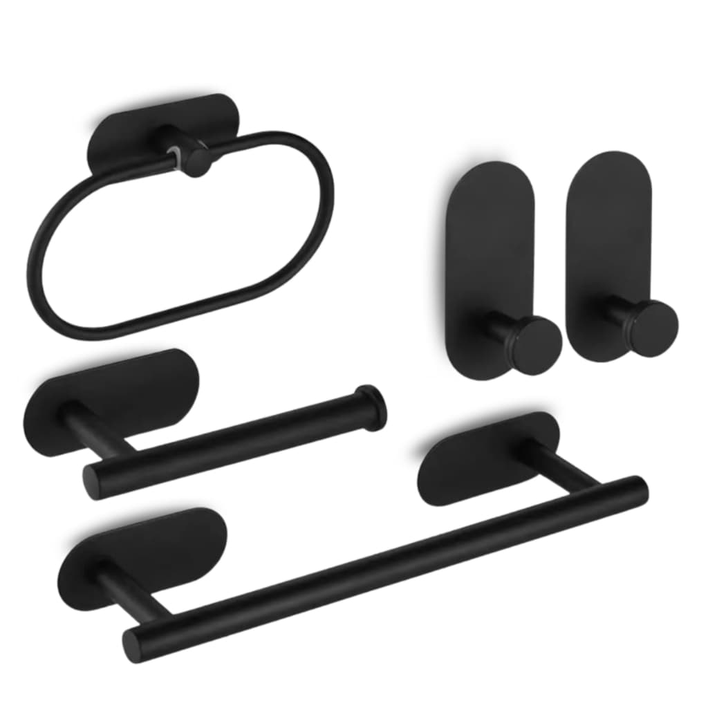 Acessórios Para Banheiro Inox Luxo Kit 5 Peças Sem Furar Parede