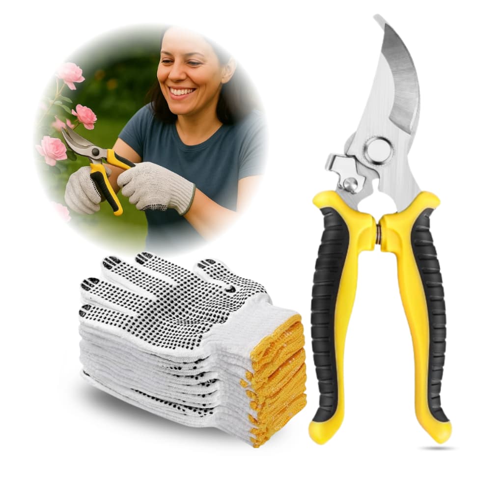 Luva Antiderrapante Tamanho Unico Tesoura Podar Jardinagem Profissional