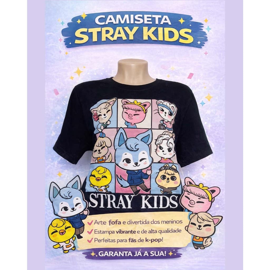 Camiseta Stray Kids Algodão – K-pop Unissex