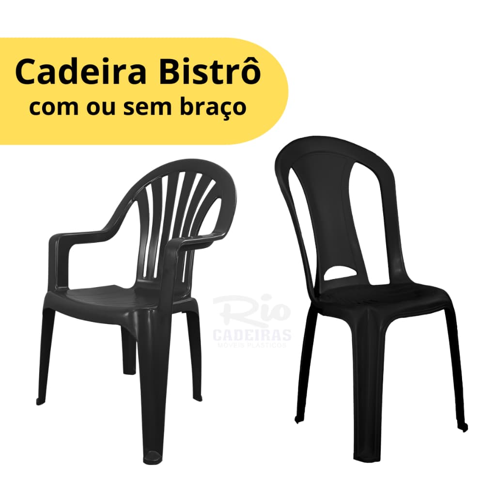 Cadeira de Plástico Bistrô Com Braço ou Sem Braço 182Kg