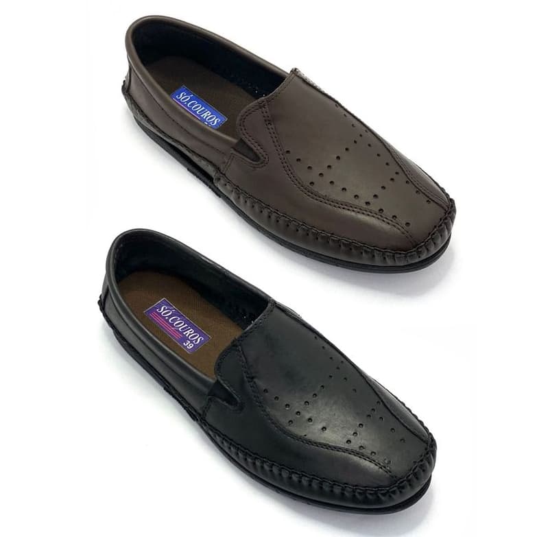 Sapato Mascuino Mocassim Social Só Couros Legitimlo Costurado Leve e Confortavel