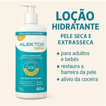 Alektos Derm 450ml Loção Hidratante 24h p/ Corpo e Rosto | Alívio da Coceira Pele Extrasseca