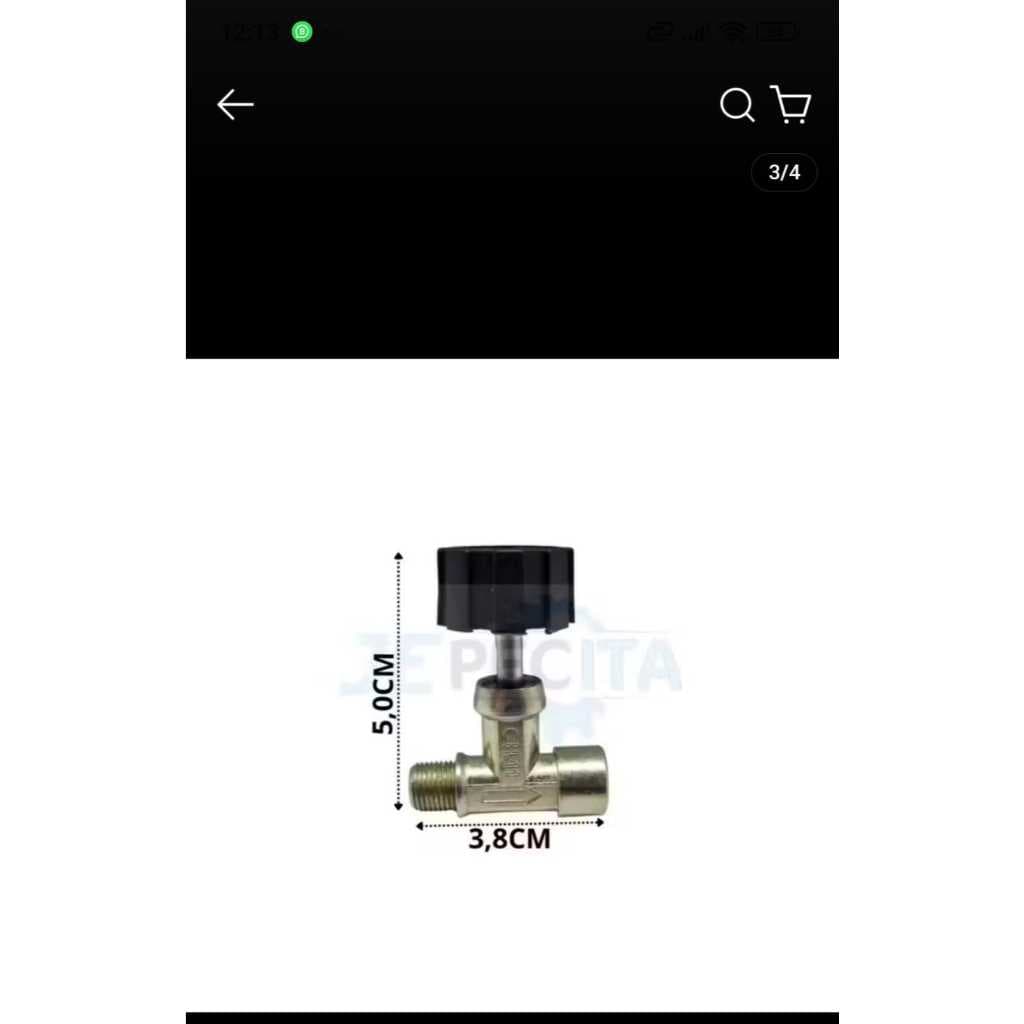 ENVIO IMEDIATO - Registro de Gás Alta Pressão 1/8 NPT Rosca Macho x Fêmea Zamak