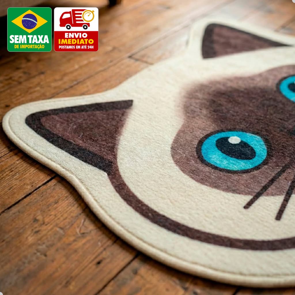 Tapete Formato Gato 60x40cm Estampas Diversas Poliéster Antiderrapante Para Casa