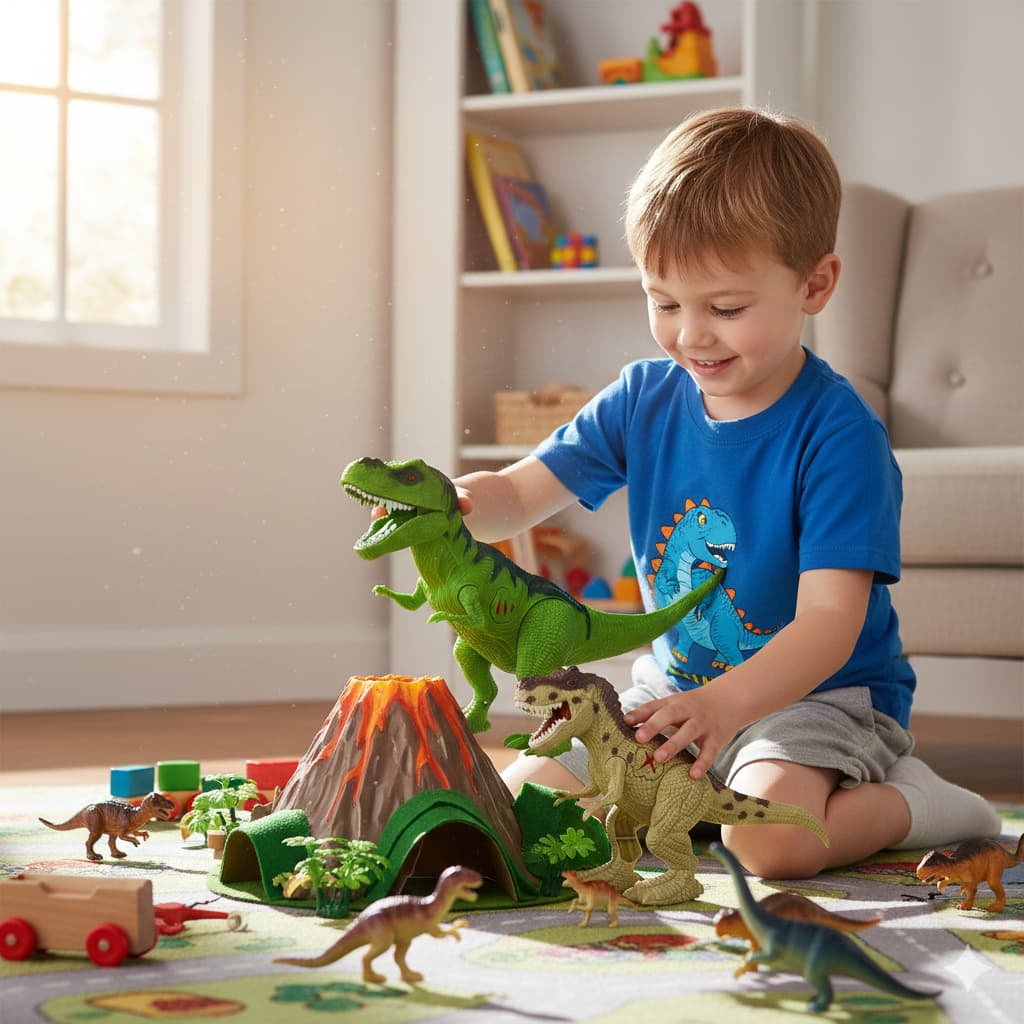 Kit 2 Dinossauros de Brinquedo Rugido Selvagem