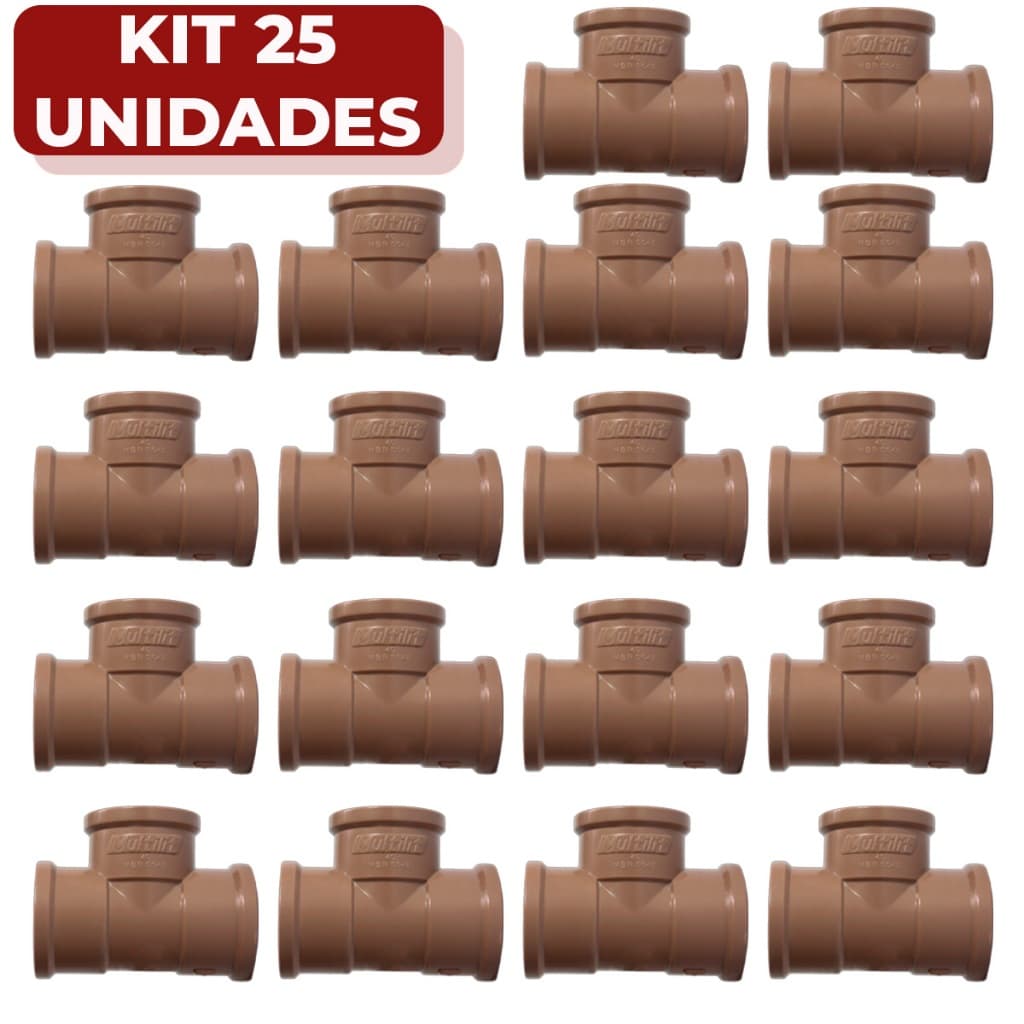 Kit Te Soldável 25mm 3/4 Marrom Pvc Conexões Hidráulica Resistente