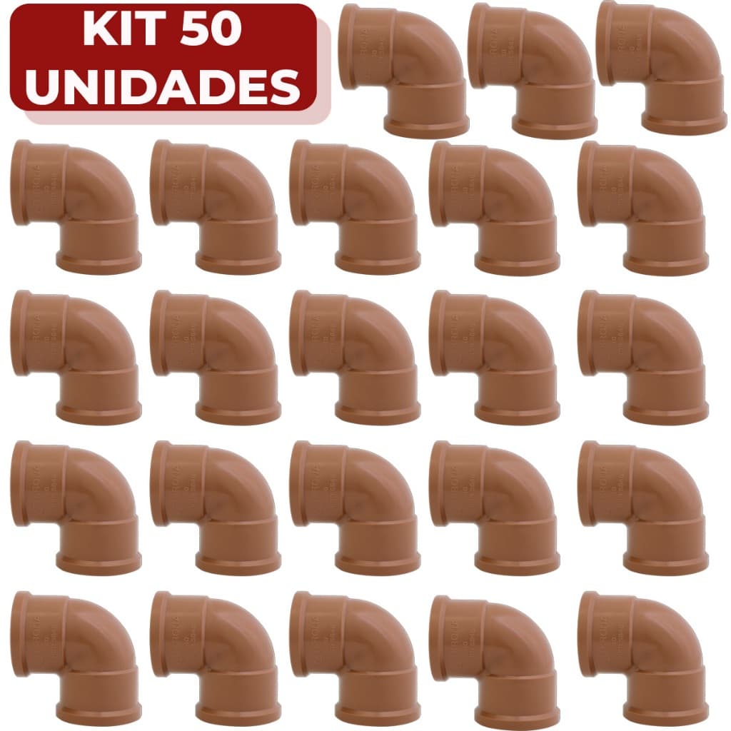 Kit 50 Unidades Joelho Cotovelo 90° Soldável 3/4 Reforçado Alta Qualidade Multiuso Conexões