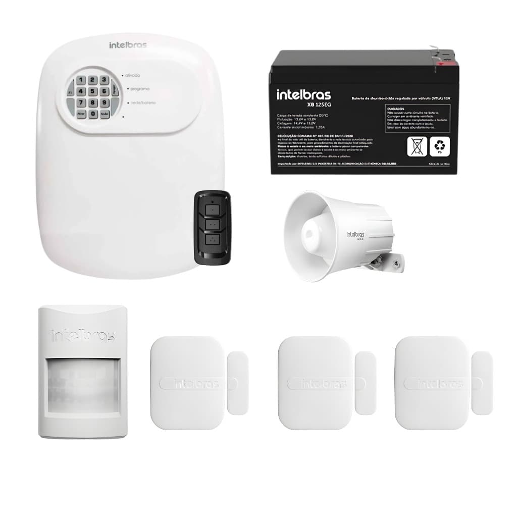 Kit Alarme intelbras ANM 24 NET C/ Bateria original intelbras dedicada para Alarme e Acesso remoto em tempo real
