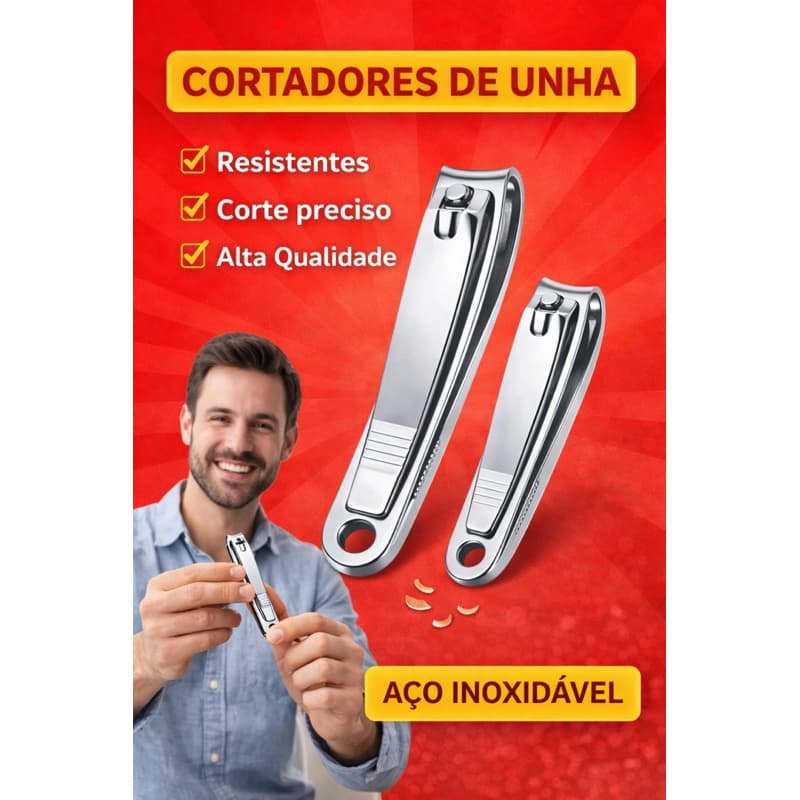 Kit 2 Cortador De Unha Resistente Em Inox Grande E Pequeno Alicate De Unha