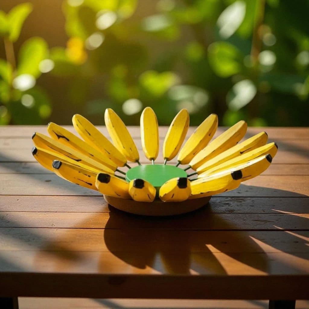 Fruteira bananas esculpidas em madeira suporte de frutas artesanal vintage mesa fabricação propria