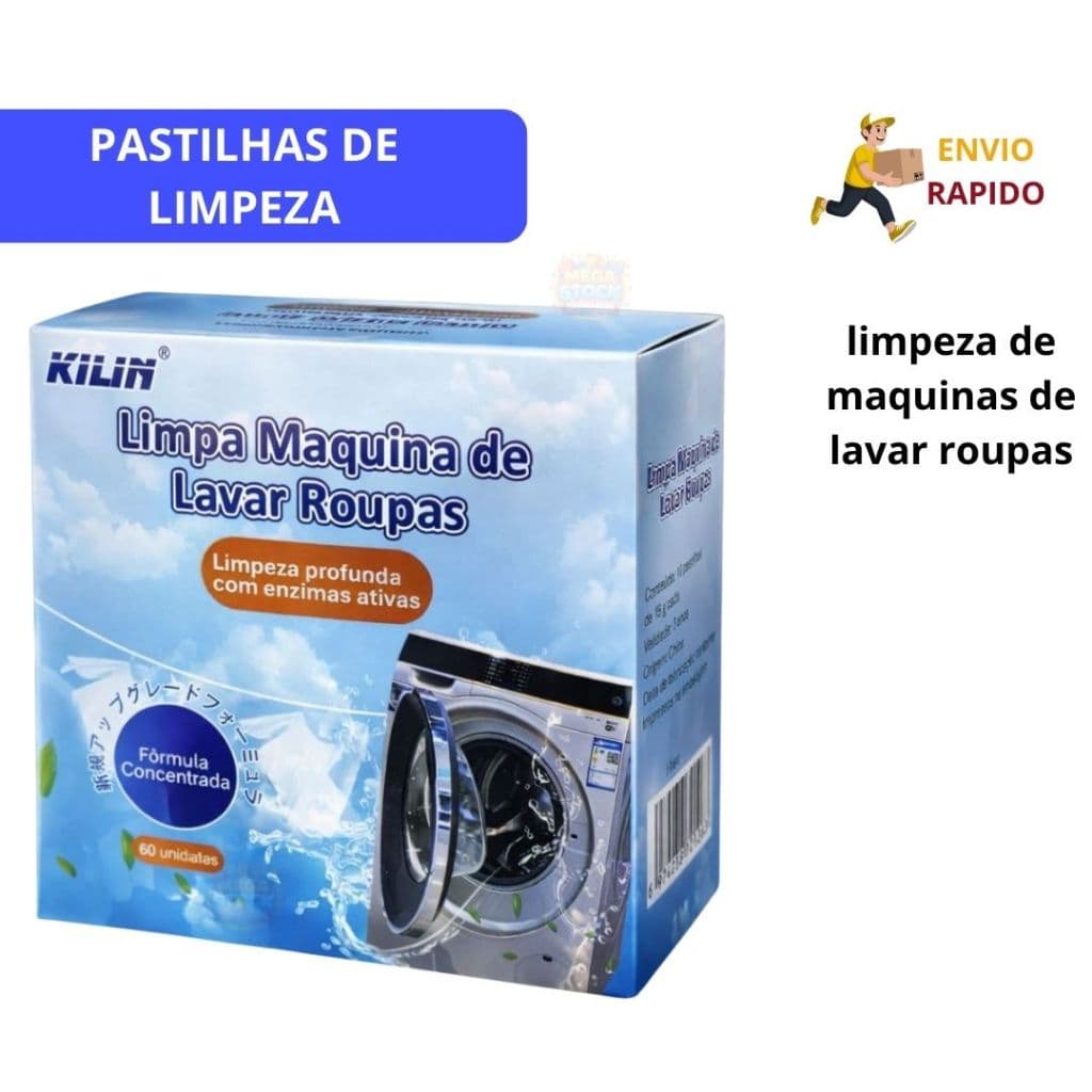 KIT  Pastilhas Limpa Máquina de Lavar Roupas Limpeza Profunda com Enzimas Ativa Remove Manchas
