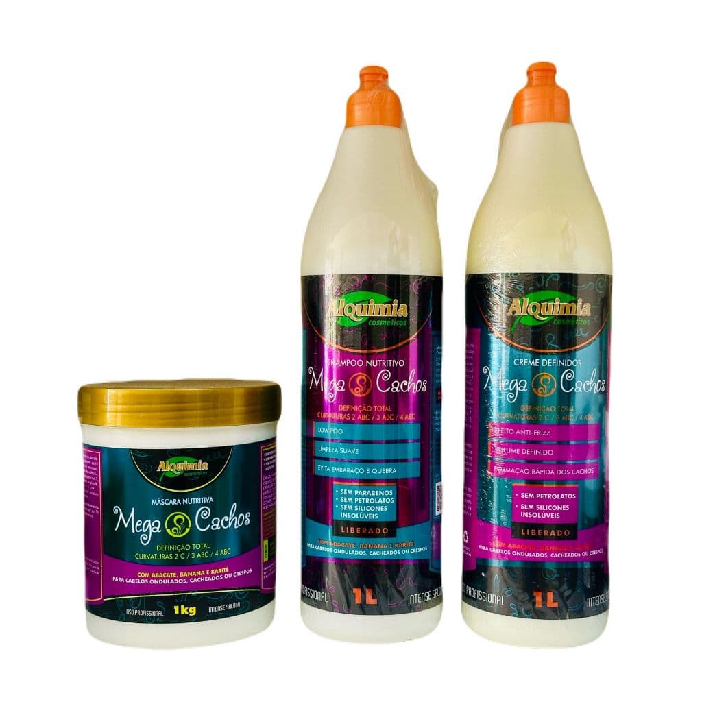 Kit Mega Cachos Shampoo Creme Definidor e Mas Hidratação - Alquimia