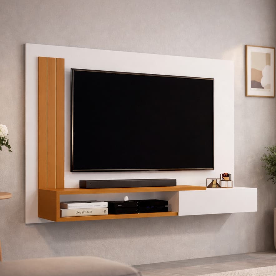 Painel De TV Até 50 Polegadas Porta Math Painel Decoração Sala Quarto Prateleira Escritório GB Plus