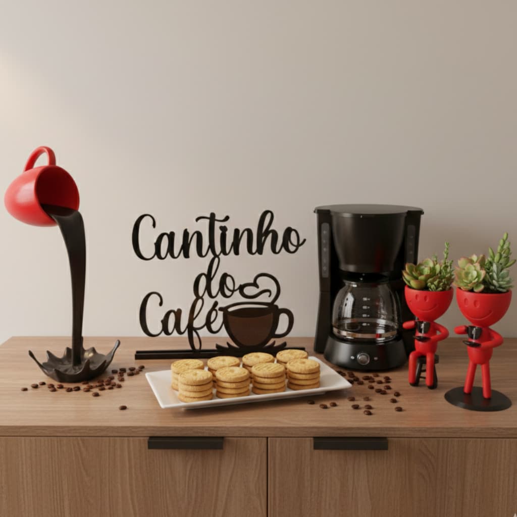 kit cantinho do café com xícara flutuante e bob