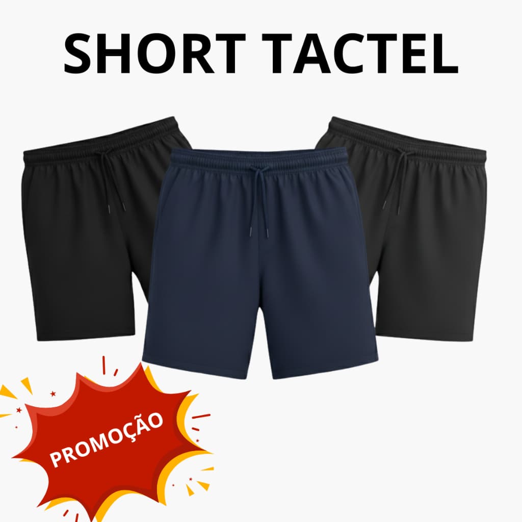 KIT 3 Shorts de Tactel Masculino Academia Leve Liso com Elastano