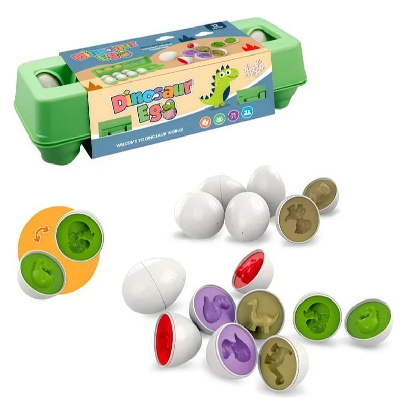Caixa de Ovos de Dinossauro Brinquedo Educativo 12 Ovos