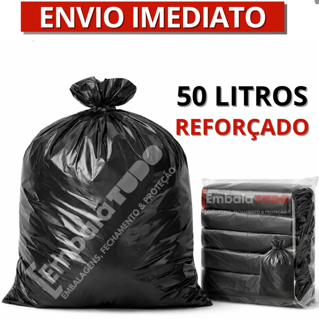 Saco de lixo Preto 50 Litros reforçado 100 Unidades Queima de Estoque