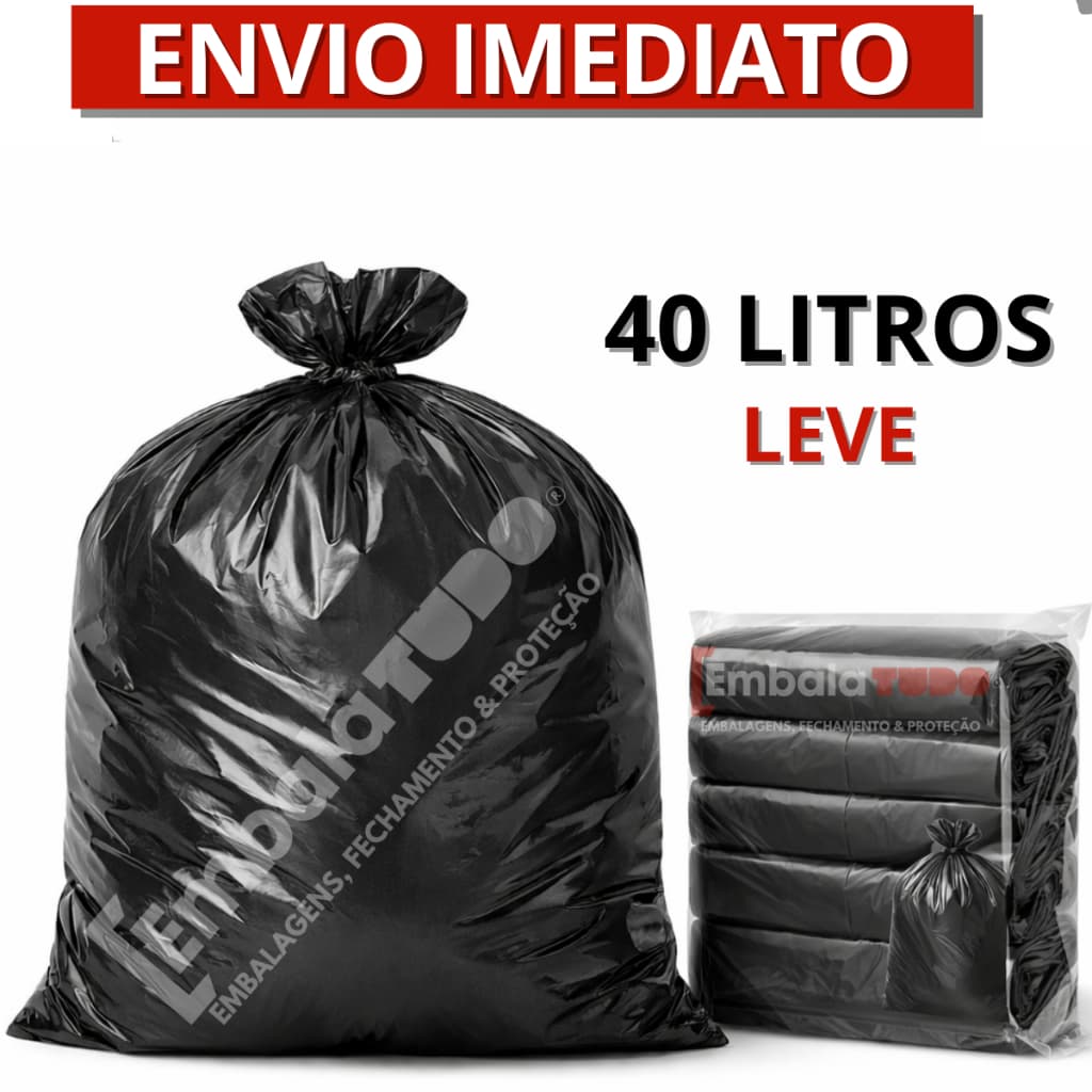 Saco de Lixo Preto 40 Litros Leve Direto da Fábrica