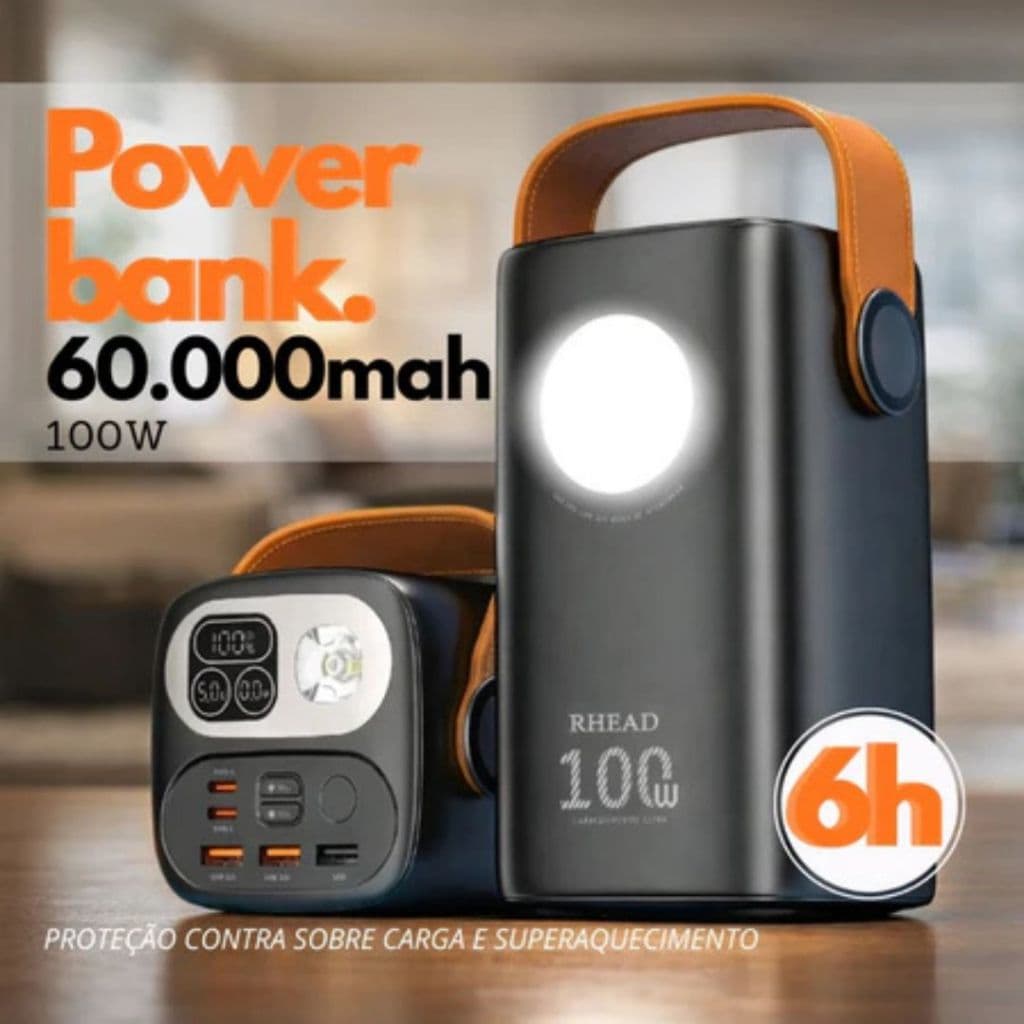 Carregador Portátil Power Bank 60000mAh 100W Ultra Rápido Para Mini Starlink Celulares E Notebook.XHL_ELETRONICOS