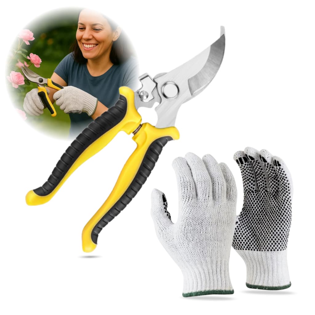 Luva Antiderrapante Jardim Tesoura Ideal para Poda e Plantio Jardinagem  Profissional