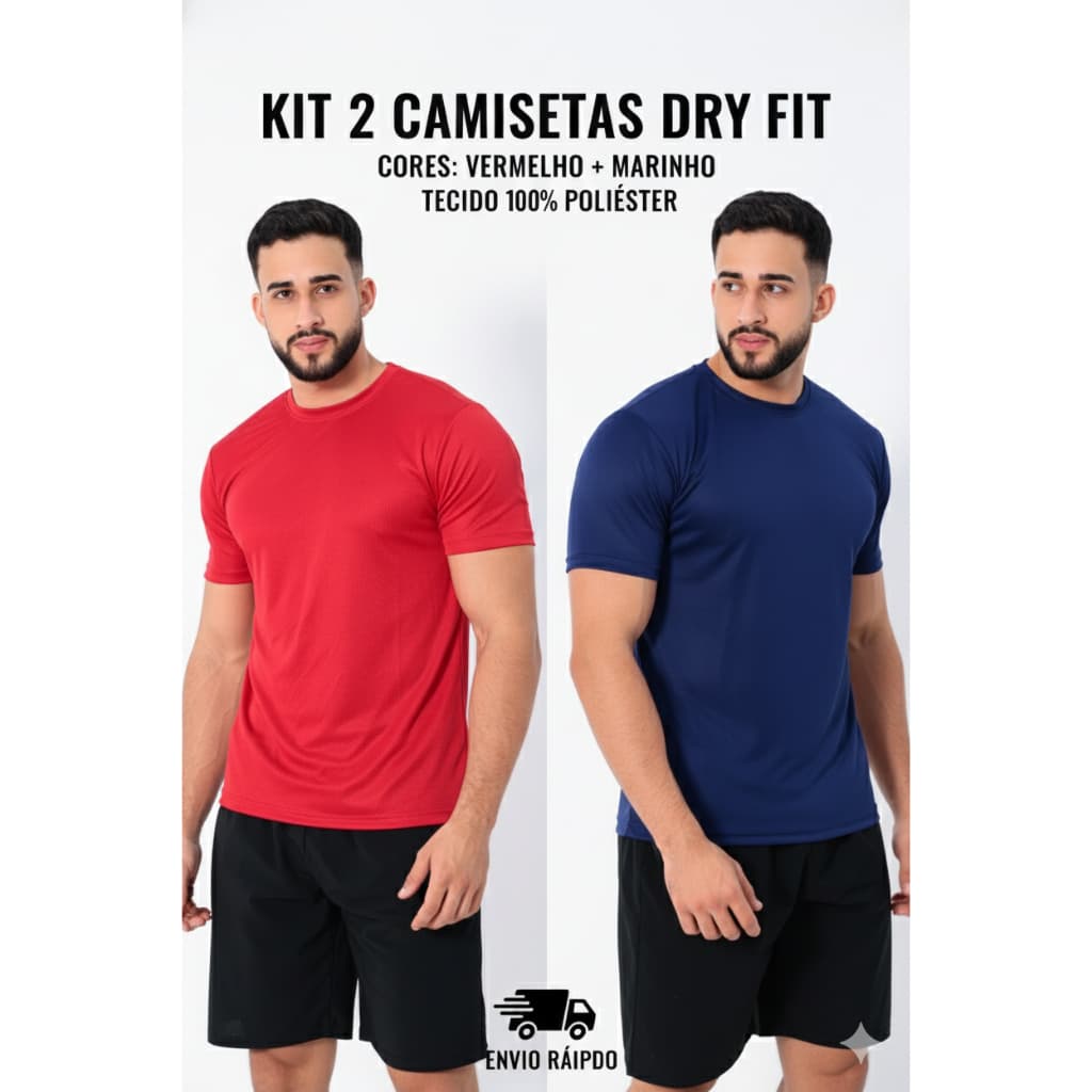 kit 2 Camisa Masculina Dri Fit Com Proteção UV Verão Esportiva