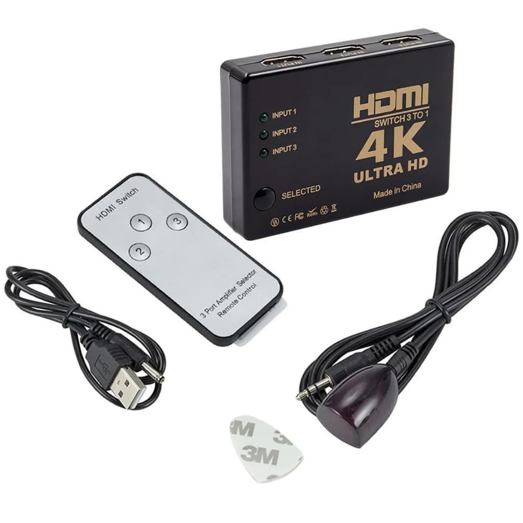 SWITCH DISTRIBUIDOR HDMI 3 ENTRADAS X 1 SAÍDA 4K C/CONTROLE