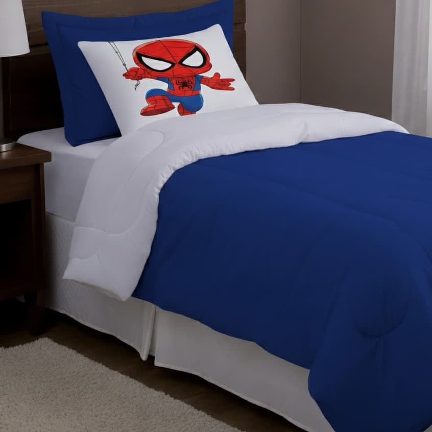 KIT EDREDOM ESTAMPADO HOMEM - ARANHA DUPLA FACE COBRE LEITO COM 03 PEÇAS INFANTIL TOQUE MACIO VÁRIAS CORES OFERTA !