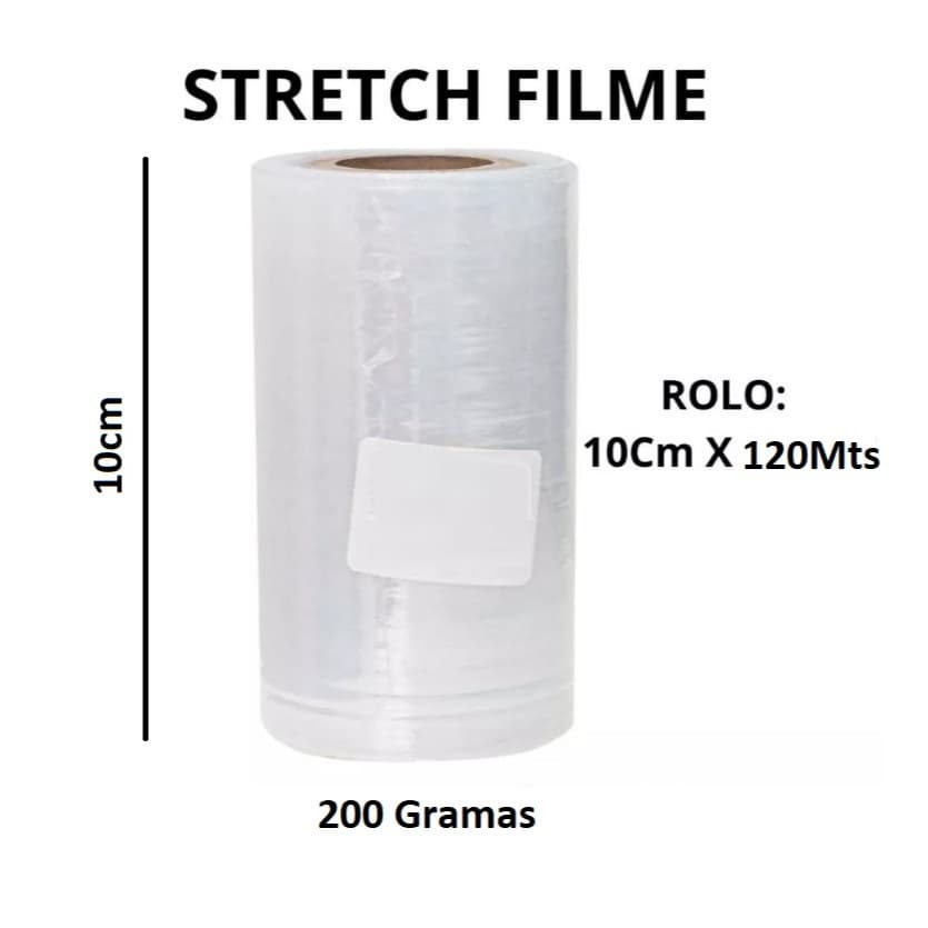 Plastico Bobina Strech 10Cm X 120 Metros Filme de Embalagem Multiuso Volante União Produtos Mala Etc