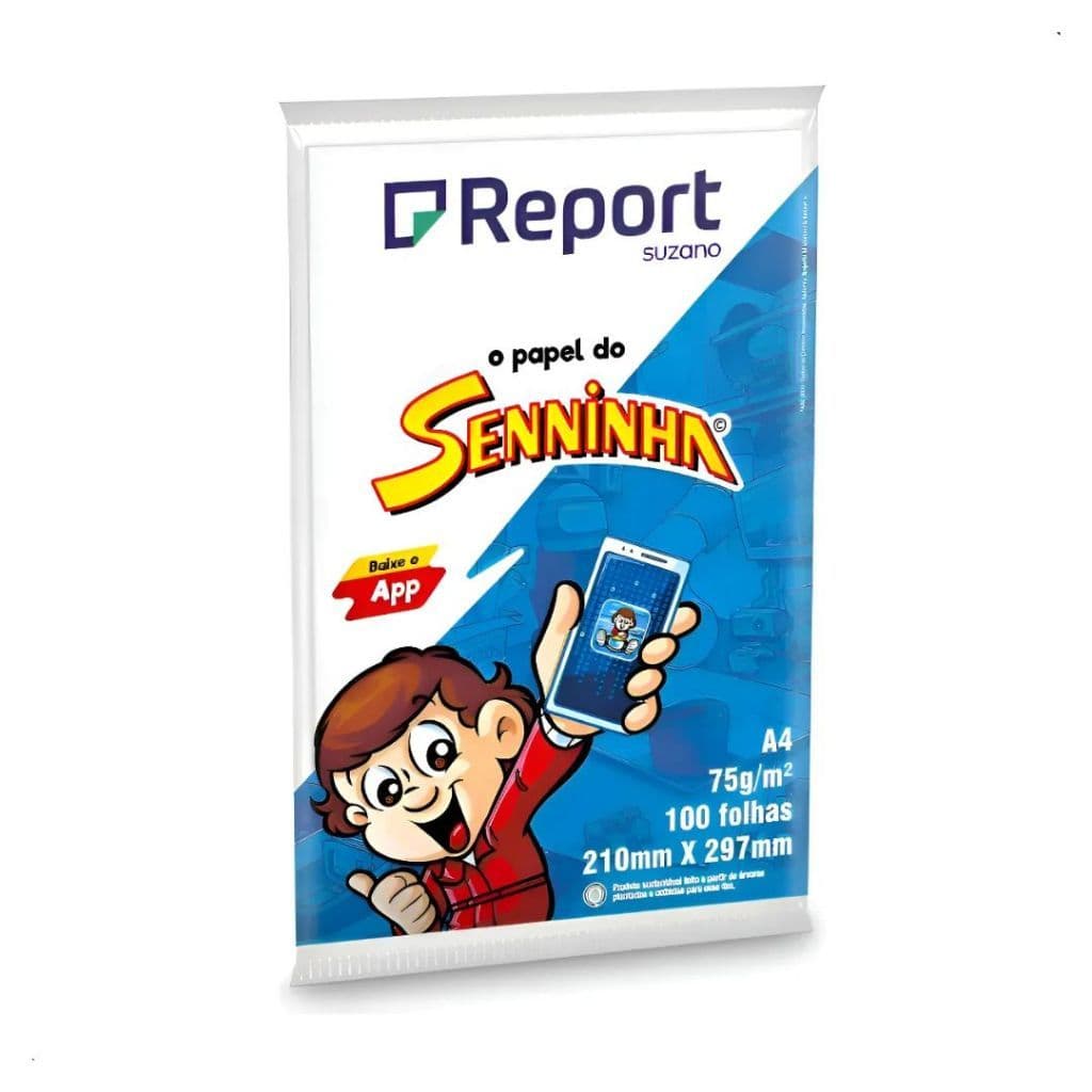 Papel Sulfite A4 Suzano Report 75g 100 Folhas Azul, Rosa, Verde, Branca, Impressão, Folha, Desenho, Escrita