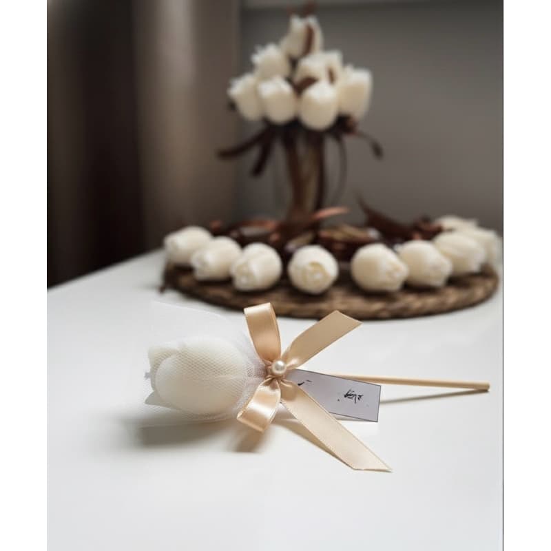 Vela Aromática Tulipa – Lembrancinha Artesanal | Kit 60 Uni + Tag Brinde - Casamento, Aniversário, Festa