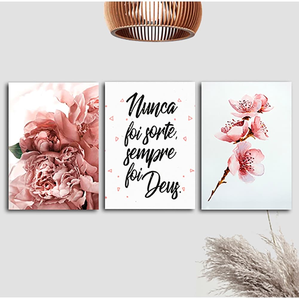 Quadros Decorativos Sala Oração Sempre Foi Deus Flores Rosa Decoração Para Quarto Escritório
