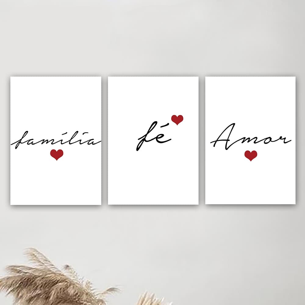 Quadros Decorativos Frase Decoração Sala Família Fé Amor Quarto Escritório Moderno Mdf