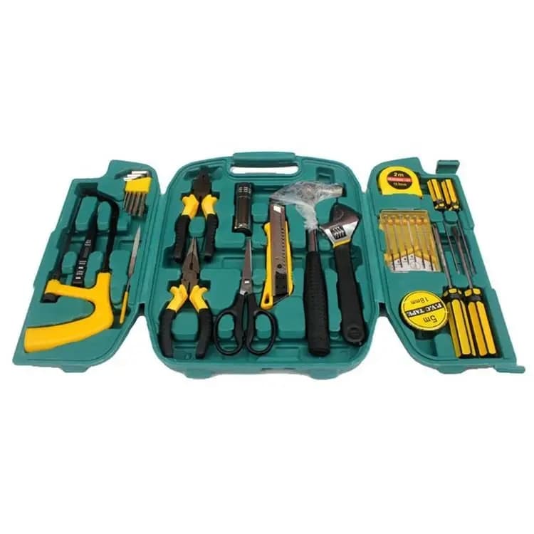 Kit Jogo de Ferramentas 27 Peças Maleta Completa Aço Carbono Martelo Alicate Para Reparos Domésticos