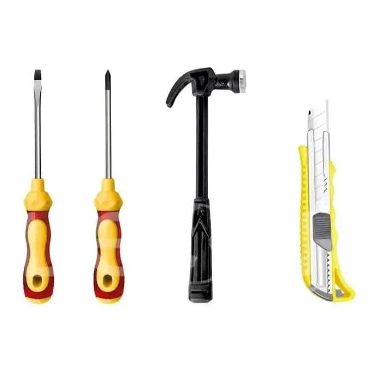 Kit Jogo de Ferramentas 4 Peças Martelo Chave Fenda Philips e Estilete Reparos Domésticos MM-S-805