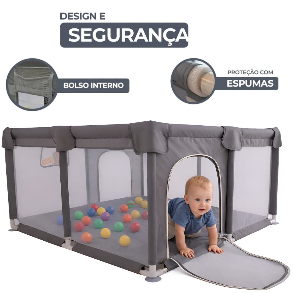 Chiqueirinho Cercadinho Bebê Infantil com tela de proteção