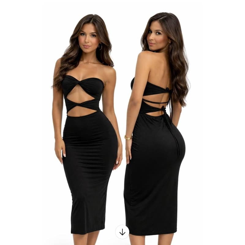 Vestido Midi Feminino Recortado Tomara Que Caia Tendência 2026