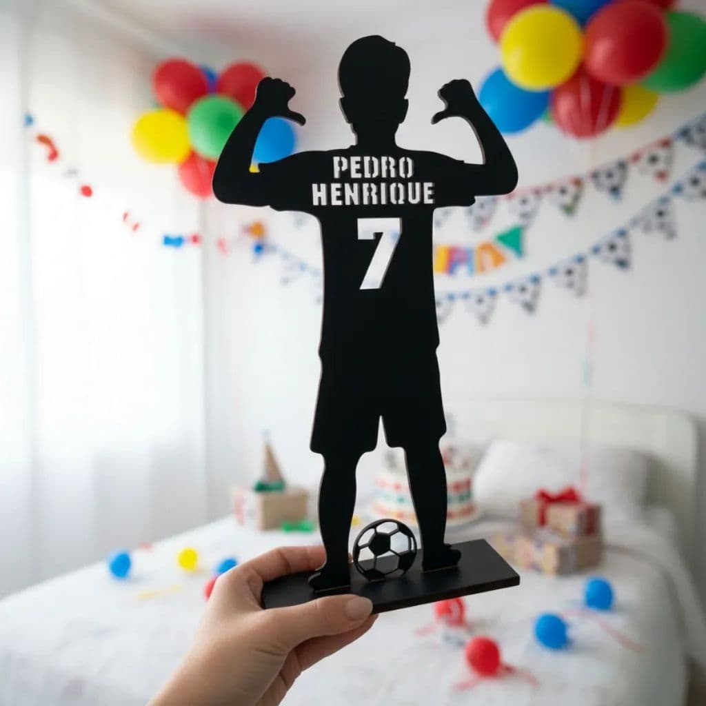 Display De Mesa Jogador Futebol Quarto Aniversario Infantil MDF