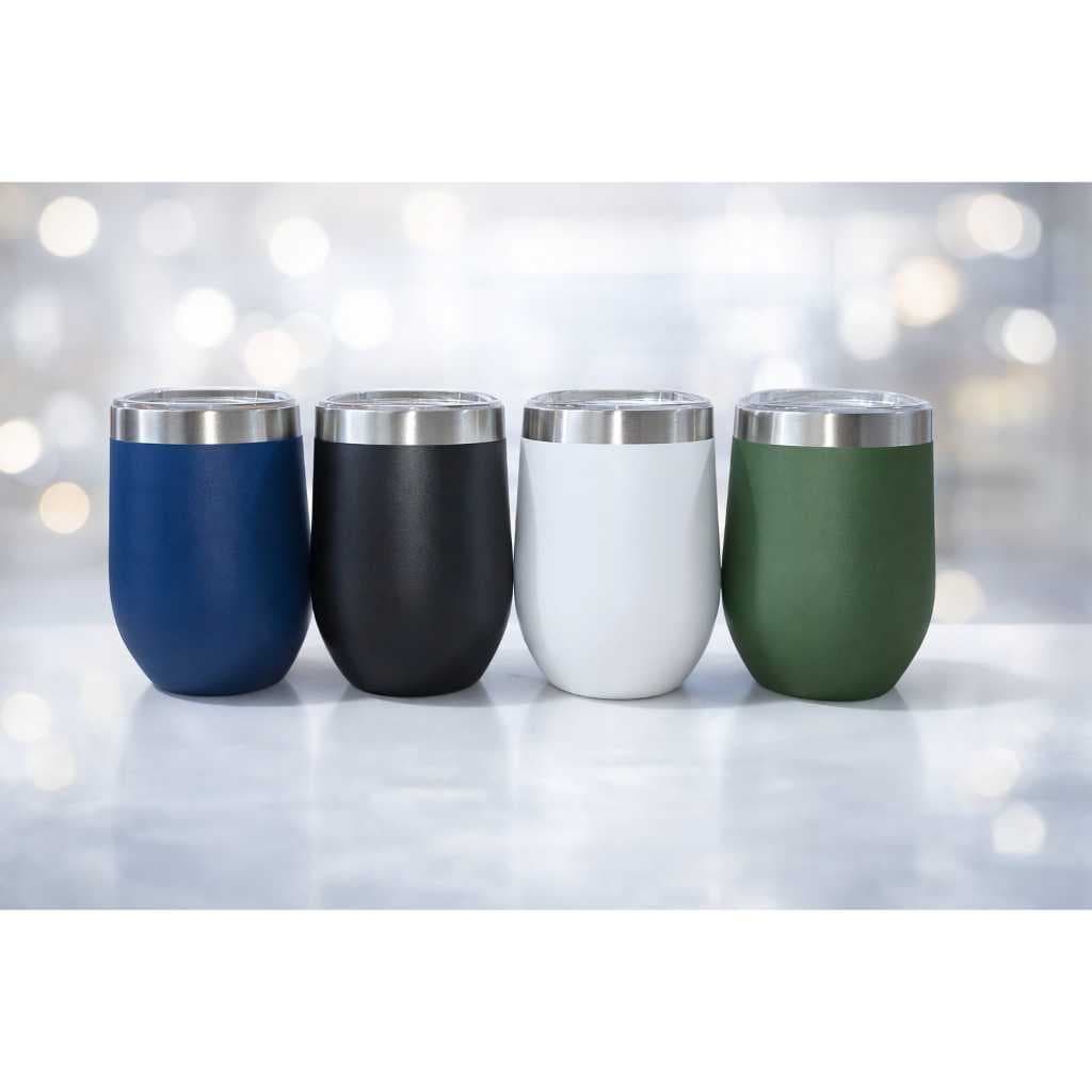 Kit Copo Cuia 6 e 12 Térmica 350ml Inox com Tampa Acrílica para Bebidas Quentes e Geladas