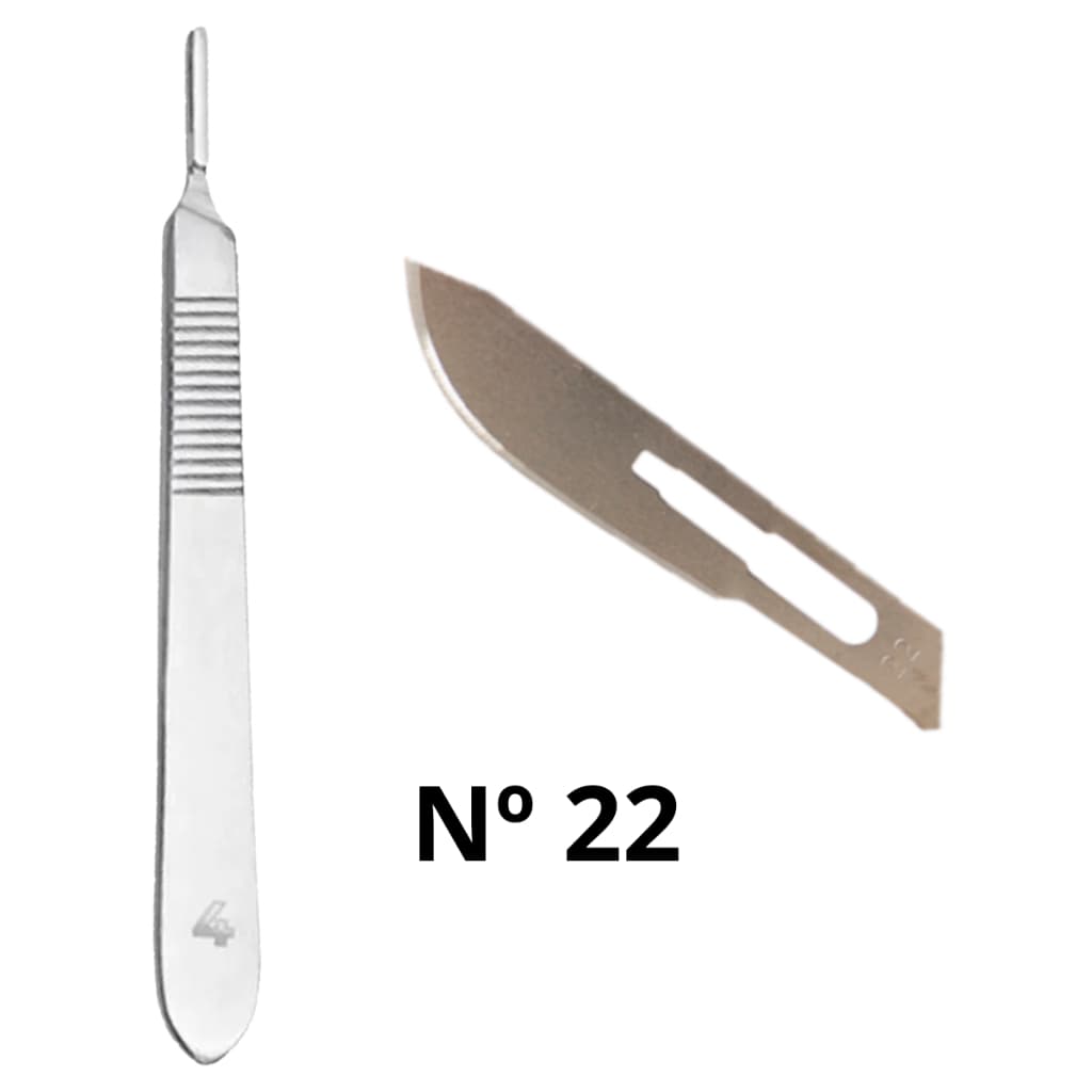 Kit Lâmina de Bisturi Nº22 Esterilizadas + Cabo Profissional Cirurgias Torácicas Corte Contínuo