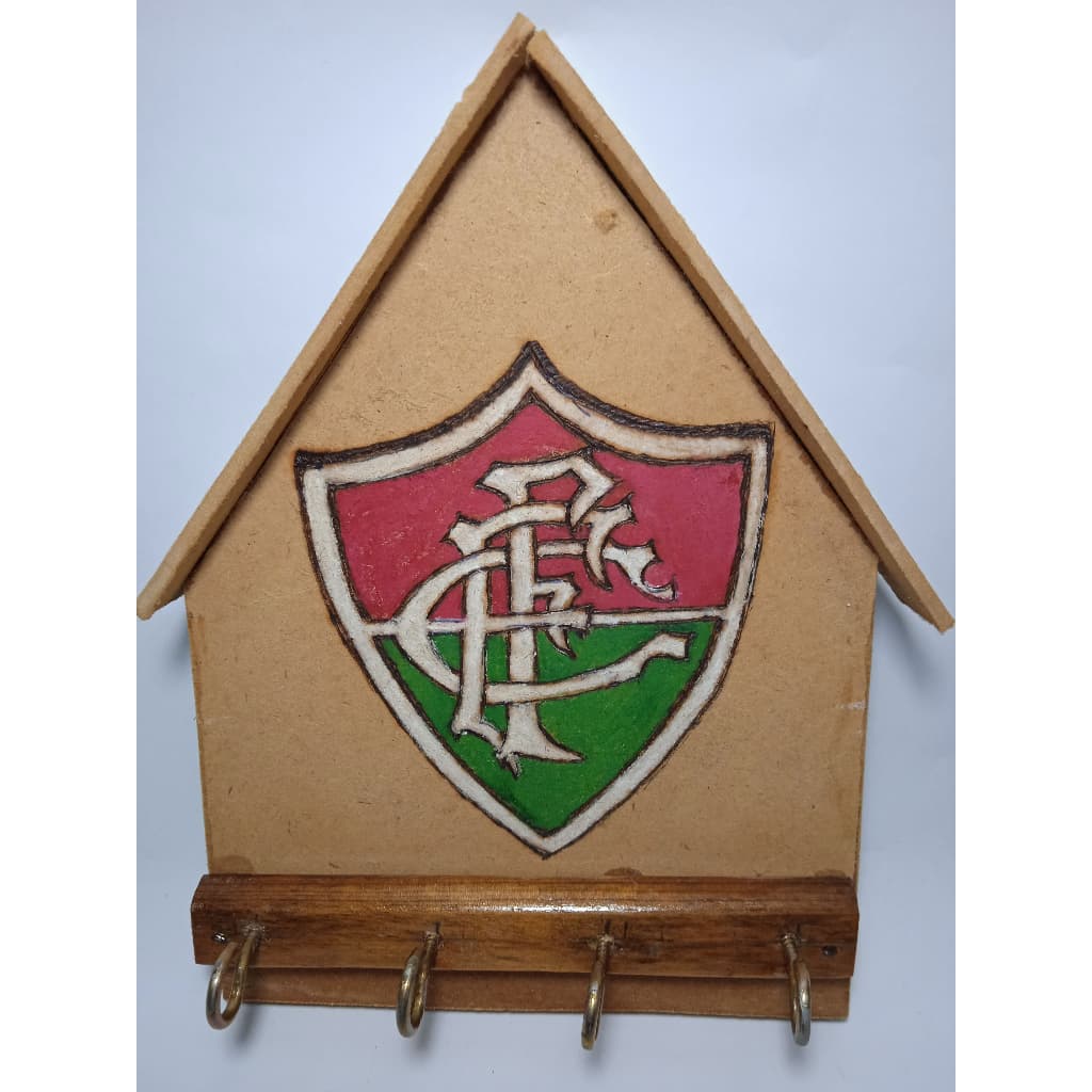 Porta Chaves com 4 lugares para molho de Chave do Fluminese Decoração Enfeite Madeira