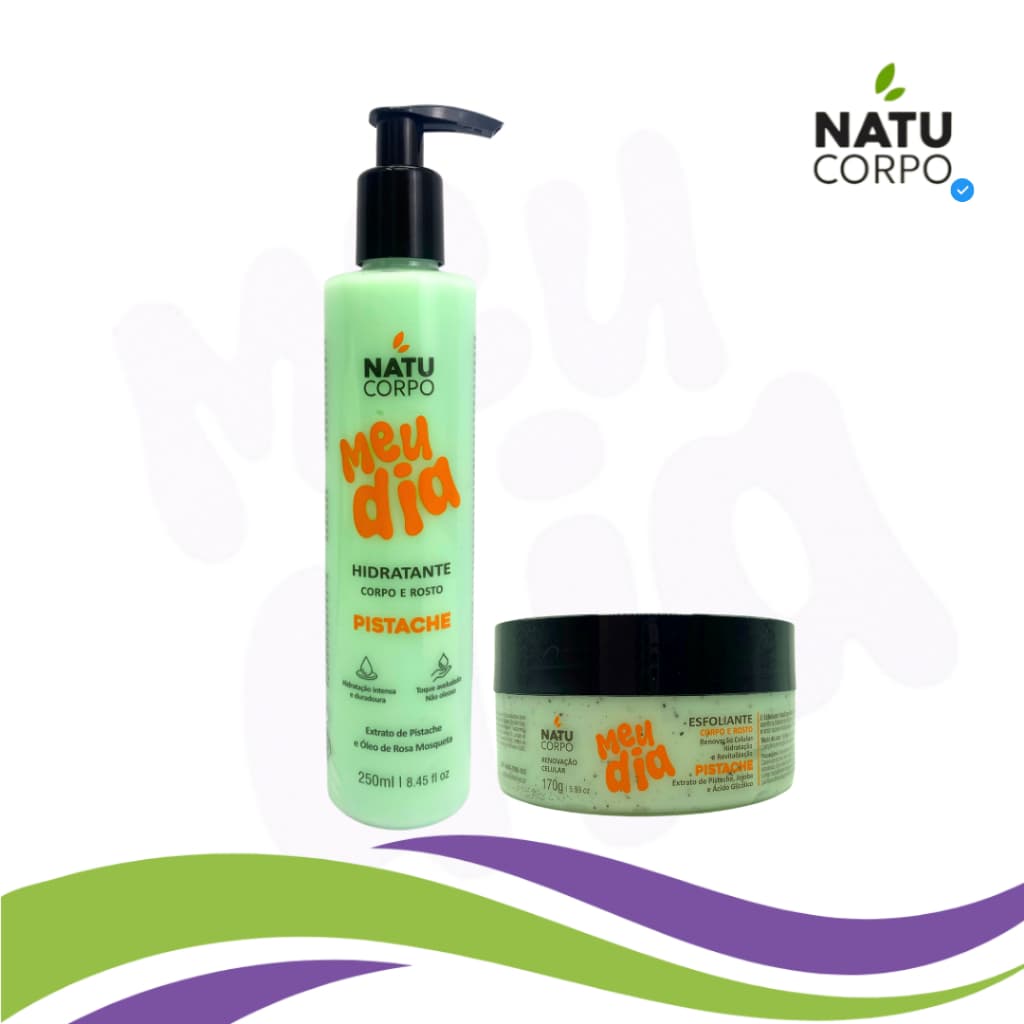 Kit Hidratante Pistache 250g + Esfoliante Pistache Natucorpo Meu Dia 170g