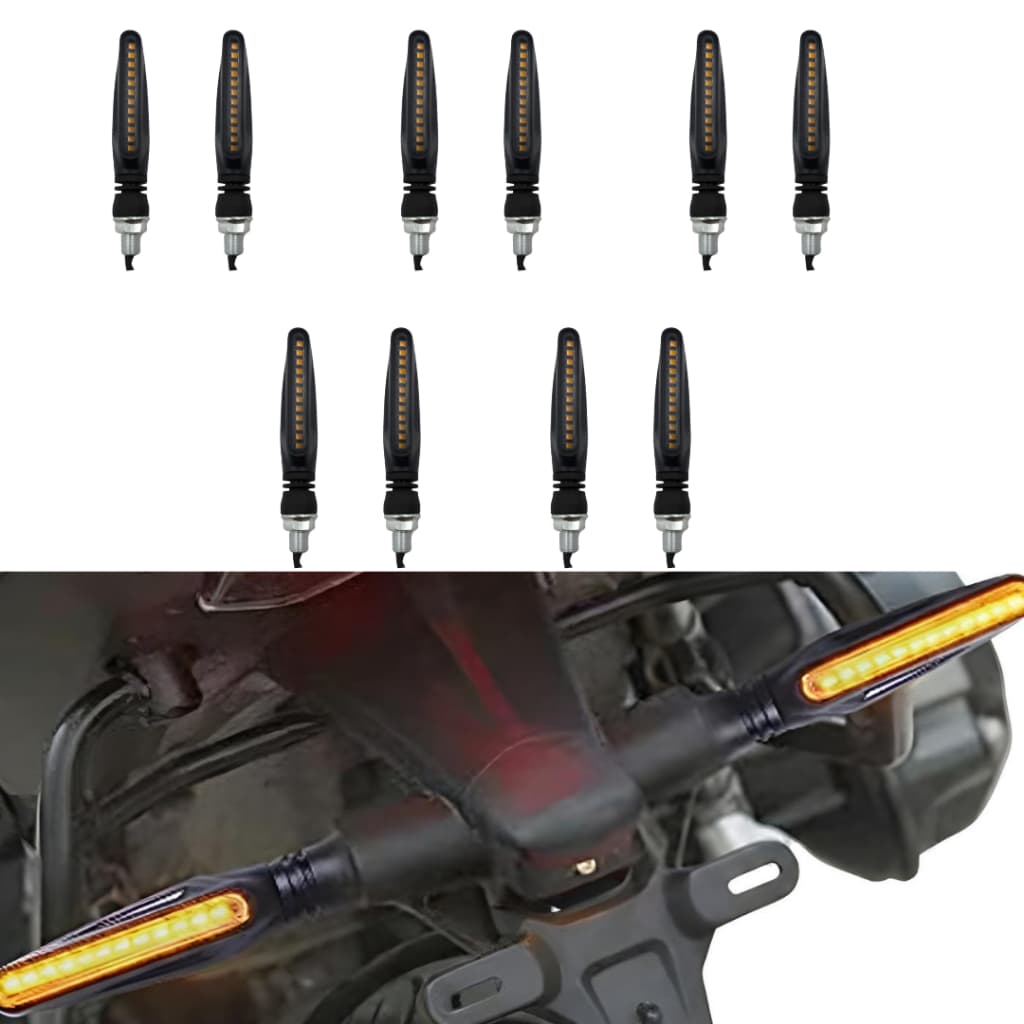 5 Pares de Pisca Seta LED Slim Palito Sequencial Preto Universal — Moto Honda, Yamaha 12V, Esportivo