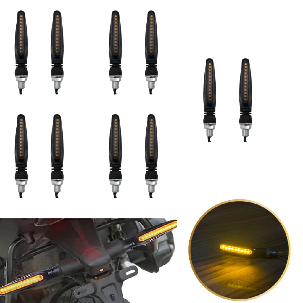 5 Pares de Pisca LED Slim Palito Sequencial Preto Universal — Seta Moto 12V Honda, Yamaha, Esportivo