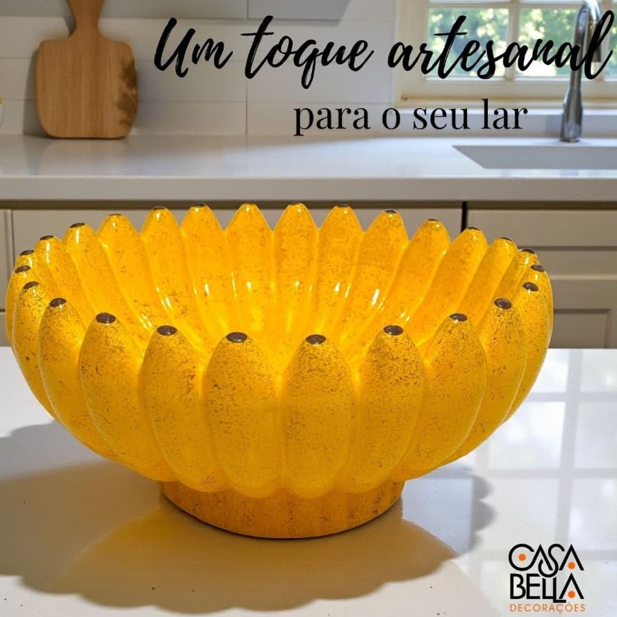 Fruteira de Banana Grande Decoração Cerâmica Utensílios Cozinha Mesa Posta Presente Frutas