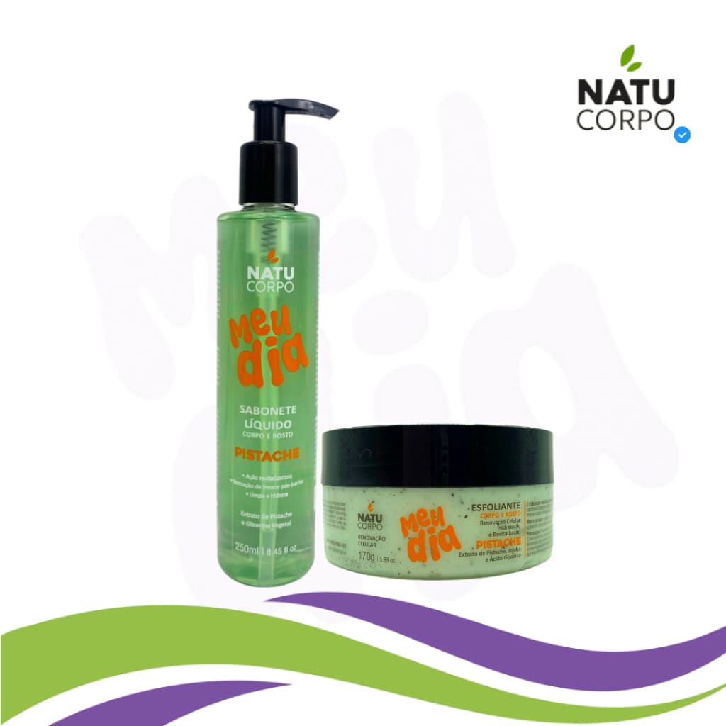 Sabonete Líquido Pistache 250ml + Esfoliante Pistache Natucorpo Meu Dia 170g