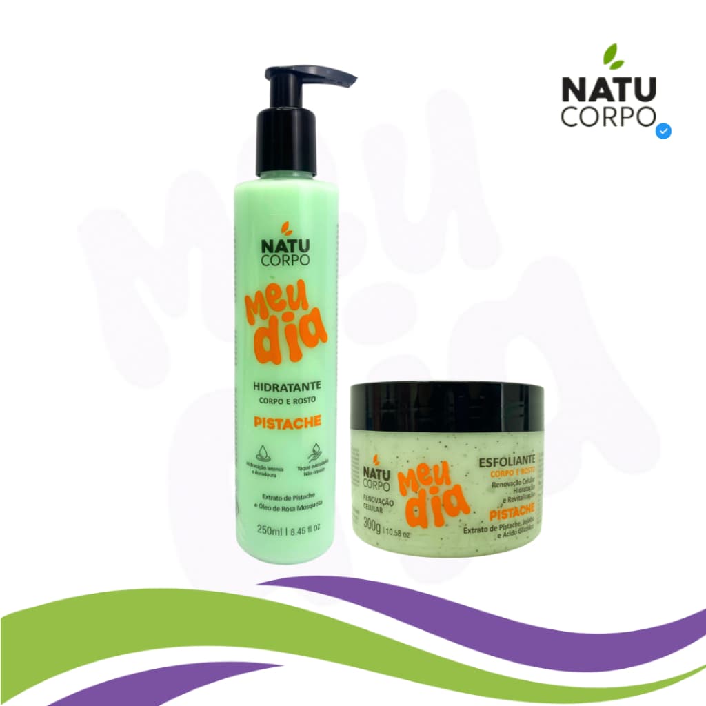 Kit Hidratante Pistache 250g + Esfoliante Pistache Natucorpo Meu Dia 300g
