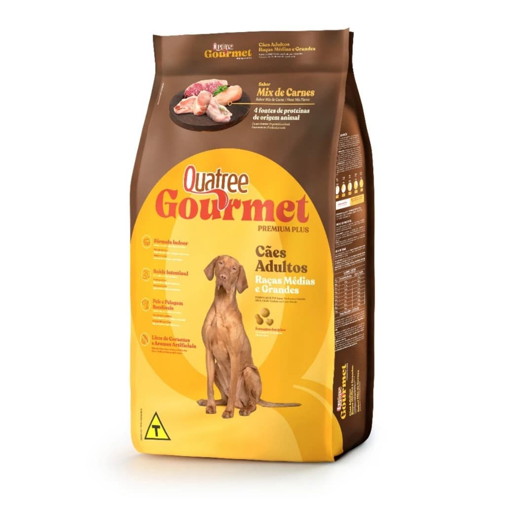 Ração Quatree Gurmert Cães Adultos Sem Corantes Raças Médias e Grandes 20kgs - Envio Imediato